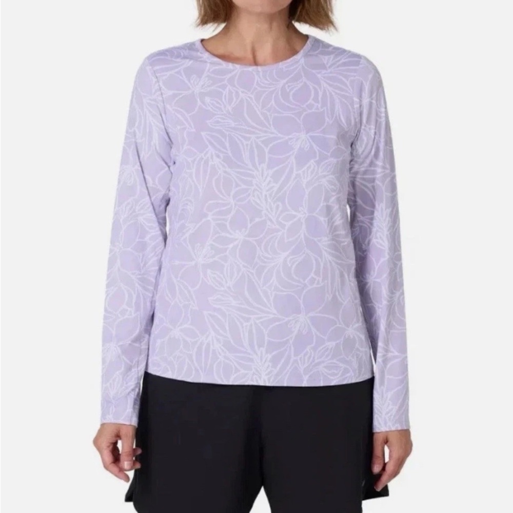 Hang Ten Women's Long Sleeve Rash Guard Shirt UPF 50+ Sun Tee Purple, Size Small